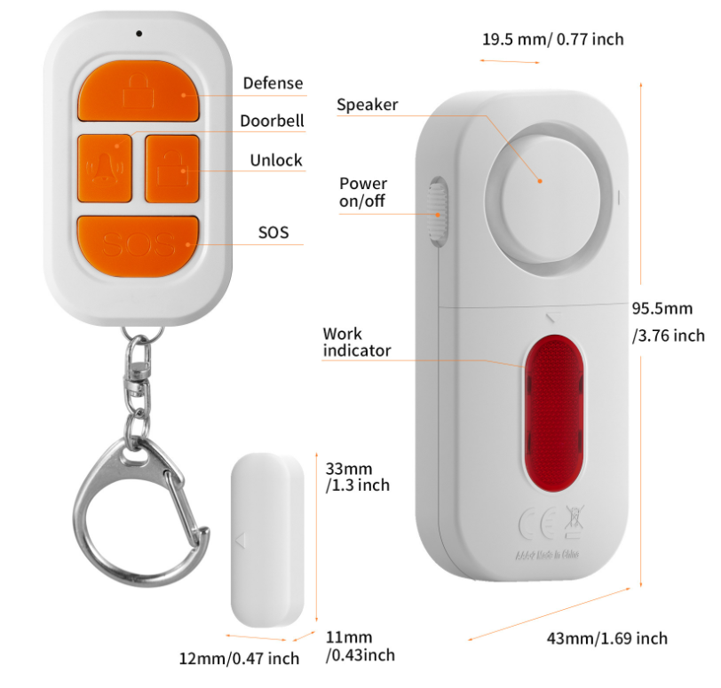 Alarm do pilnowania okien i drzwi z pilotem Bentech M817